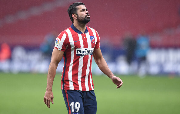 MADRID, SPAIN - DECEMBER 19: Diego Costa of Club Atletico de Madrid reacts during the La Liga Santander match between Atletico de Madrid and Elche CF at Estadio Wanda Metropolitano on December 19, 2020 in Madrid, Spain.  Sporting stadiums around Spain remain under strict restrictions due to the Coronavirus Pandemic as Government social distancing laws prohibit fans inside venues resulting in games being played behind closed doors. (Photo by Denis Doyle/Getty Images)