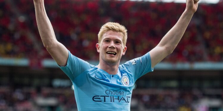 LONDON, ENGLAND - MAY 18: Kevin de Bruyne of Manchester City celebrate during the FA Cup Final match between Manchester City and Watford at Wembley Stadium on May 18, 2019 in London, England. (Photo by Sebastian Frej/MB Media) SPO, SOC, FOC PUBLICATIONxINxGERxSUIxAUTxONLY Copyright: xSebastianxFrej/MBxMediax