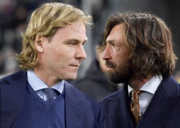 TURIN, ITALY - MARCH 12:  Pavel Nedved and Andrea Pirlo during the UEFA Champions League Round of 16 Second Leg match between Juventus and Club de Atletico Madrid at Allianz Stadium on March 12, 2019 in Turin, .  (Photo by Daniele Badolato - Juventus FC/Juventus FC via Getty Images)