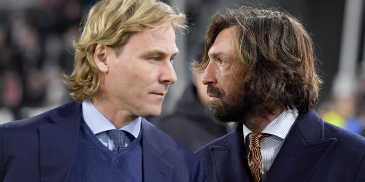 TURIN, ITALY - MARCH 12:  Pavel Nedved and Andrea Pirlo during the UEFA Champions League Round of 16 Second Leg match between Juventus and Club de Atletico Madrid at Allianz Stadium on March 12, 2019 in Turin, .  (Photo by Daniele Badolato - Juventus FC/Juventus FC via Getty Images)