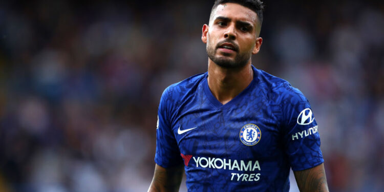LONDON, ENGLAND - AUGUST 18: Emerson Palmieri of Chelsea FC in action during the Premier League match between Chelsea FC and Leicester City at Stamford Bridge on August 18, 2019 in London, United Kingdom. (Photo by Chloe Knott - Danehouse/Getty Images)