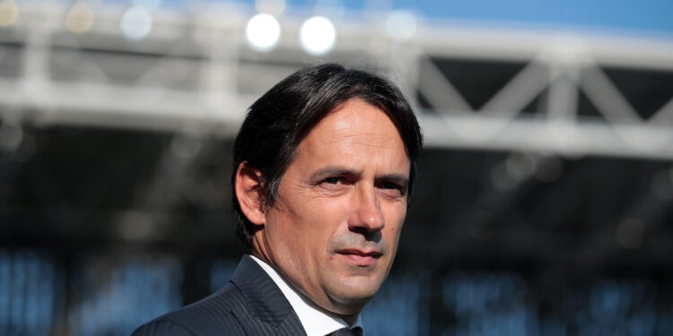 BERGAMO, ITALY - JANUARY 31: Simone Inzaghi, head coach of SS Lazio looks on ahead of the Serie A match between Atalanta BC  and SS Lazio at Gewiss Stadium on January 31, 2021 in Bergamo, Italy. Sporting stadiums around Italy remain under strict restrictions due to the Coronavirus Pandemic as Government social distancing laws prohibit fans inside venues resulting in games being played behind closed doors. (Photo by Emilio Andreoli/Getty Images)