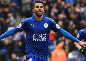 during the Premier League match between Leicester City and Watford at The King Power Stadium on May 6, 2017 in Leicester, England.