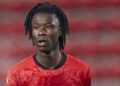 RENNES, FRANCE - DECEMBER 08: Eduardo Camavinga of Stade Rennais looks on during the UEFA Champions League Group E stage match between Stade Rennais and FC Sevilla at Roazhon Park on December 08, 2020 in Rennes, France. (Photo by Mateo Villalba/Quality Sport Images/Getty Images)