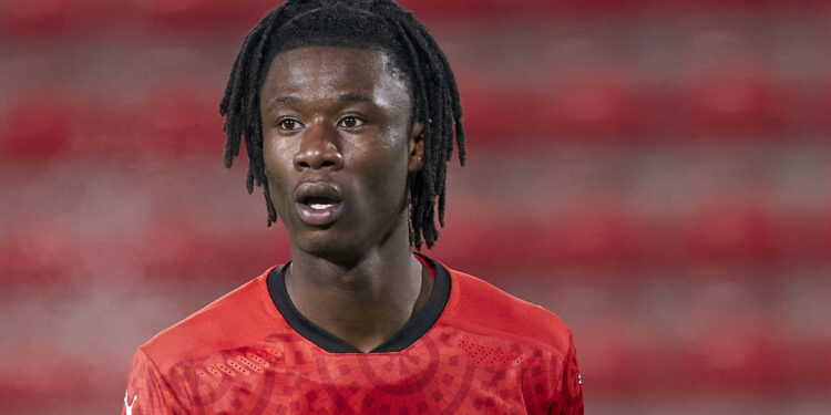 RENNES, FRANCE - DECEMBER 08: Eduardo Camavinga of Stade Rennais looks on during the UEFA Champions League Group E stage match between Stade Rennais and FC Sevilla at Roazhon Park on December 08, 2020 in Rennes, France. (Photo by Mateo Villalba/Quality Sport Images/Getty Images)