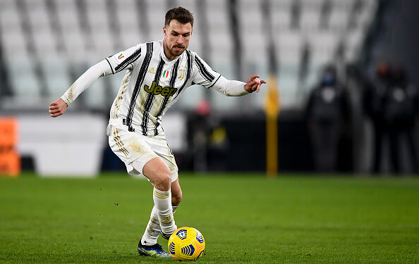 ALLIANZ STADIUM, TURIN, ITALY - 2021/01/27: Aaron Ramsey of Juventus FC in action during the Coppa Italia football match between Juventus FC and SPAL. Juventus FC won 4-0 over SPAL. (Photo by Nicolò Campo/LightRocket via Getty Images)