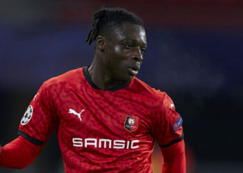 RENNES, FRANCE - DECEMBER 08: Jeremy Doku of Stade Rennais in action during the UEFA Champions League Group E stage match between Stade Rennais and Sevilla FC at Roazhon Park on December 08, 2020 in Rennes, France. (Photo by Mateo Villalba/Quality Sport Images/Getty Images)