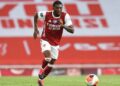 LONDON, ENGLAND - JULY 26: Ainsley Maitland-Niles of Arsenal during the Premier League match between Arsenal FC and Watford FC at Emirates Stadium on July 26, 2020 in London, England. (Photo by David Price/Arsenal FC via Getty Images)