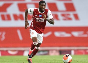 LONDON, ENGLAND - JULY 26: Ainsley Maitland-Niles of Arsenal during the Premier League match between Arsenal FC and Watford FC at Emirates Stadium on July 26, 2020 in London, England. (Photo by David Price/Arsenal FC via Getty Images)