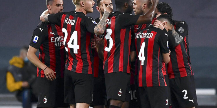 Juventus FC v AC Milan - Serie A Ante Rebic C of AC Milan celebrates with his teammates after scoring a goal during the Serie A football match between Juventus FC and AC Milan. AC Milan won 3-0 over Juventus FC. Turin Italy Copyright: xNicolxCampox
