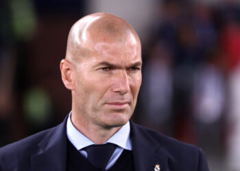 ABU DHABI, UNITED ARAB EMIRATES - DECEMBER 13:  Zinedine Zidane, Manager of Real Madrid looks on prior to the FIFA Club World Cup UAE 2017 semi-final match between Al Jazira and Real Madrid on December 13, 2017 at the Zayed Sports City Stadium in Abu Dhabi, United Arab Emirates.  (Photo by Francois Nel/Getty Images)