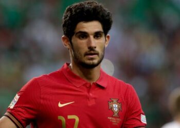 Gonçalo Guedes of Portugal during the Uefa Nation League football match between Portugal and Czech Republic at Estadio Jose Alvalade in Lisbon on June 9, 2022. (Photo by Valter Gouveia/NurPhoto via Getty Images)