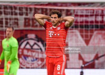 MUNICH, GERMANY - SEPTEMBER 13: Leon Goretzka of Bayern München reacts during the UEFA Champions League group C match between FC Bayern München and FC Barcelona at Allianz Arena on September 13, 2022 in Munich, Germany. (Photo by Marcio Machado/Eurasia Sport Images/Getty Images)