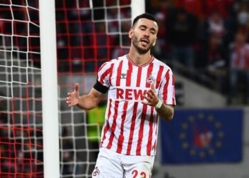 COLOGNE, GERMANY - OCTOBER 6, 2022: Sargis Adamyan during the football match of UEFA Europa Conference League 1.FC Köln vs Partizan PUBLICATIONxNOTxINxRUS Copyright: xVitaliixKliuievx