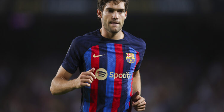 BARCELONA, SPAIN - OCTOBER 20: Marcos Alonso of FC Barcelona looks on during the LaLiga Santander match between FC Barcelona and Villarreal CF at Spotify Camp Nou on October 20, 2022 in Barcelona, Spain. (Photo by Eric Alonso/Getty Images)