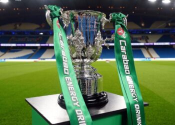 2KE1CDB A general view of the Carabao Cup Trophy ahead of the Carabao Cup third round match at the Etihad Stadium, Manchester. Picture date: Wednesday November 9, 2022.