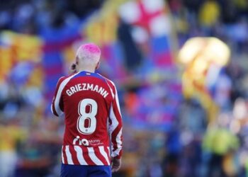 Mandatory Credit: Photo by D Nakashima/AFLO/Shutterstock (13884521bd)
Antoine Griezmann (Atletico) - Football / Soccer : Spanish "La Liga Santander" match between FC Barcelona 1-0 Atletico de Madrid at Spotify Camp Nou in Barcelona, Spain.
Spanish "La Liga Santander" 2022/23 match : FC Barcelona vs Atletico de Madrid, Barcelona, Spain - 23 Apr 2023