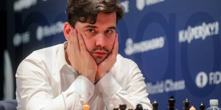 MOSCOW, RUSSIA  MAY 28, 2019: Grandmaster Yan Nepomnyashchy plays a chess match against Alexander Grishchuk at the Moscow 2019 FIDE Grand Prix chess tournament. Vyacheslav Prokofyev/TASS PUBLICATIONxINxGERxAUTxONLY TS0AD0B9