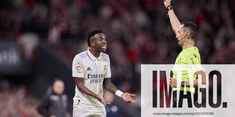 Athletic Club vs Real Madrid CF - La Liga Santander Vinicius Jr of Real Madrid CF reacts during the La Liga Santander match between Athletic Club and Real Madrid CF at San Mames on January 22, 2023, in Bilbao, Spain. Bilbao San Mames Basque Country Spain RL_ATHvRMCF_150 Copyright: xRicardoxLarreinax