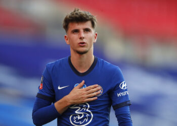 LONDON, ENGLAND - JULY 19: Mason Mount of Chelsea looks on during the FA Cup Semi Final match between Manchester United and Chelsea at Wembley Stadium on July 19, 2020 in London, England. Football Stadiums around Europe remain empty due to the Coronavirus Pandemic as Government social distancing laws prohibit fans inside venues resulting in all fixtures being played behind closed doors. (Photo by Alastair Grant/Pool via Getty Images)