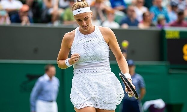 United Kingdom: Petra Kvitova of the Czech Republic in action during the third round of the 2023 Wimbledon Championships on July 8, 2023 at All England Lawn Tennis & Croquet Club in Wimbledon, England (Credit Image: Global Look Press/Keystone Press Agency)