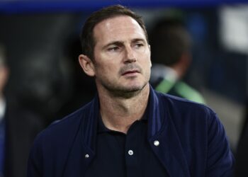 MADRID, SPAIN - APRIL 12: Frank Lampard, head coach of Chelsea FC during the UEFA Champions League quarterfinal first leg match between Real Madrid and Chelsea FC at Estadio Santiago Bernabeu on April 12, 2023 in Madrid, Spain (Photo by MB Media/Getty Images)