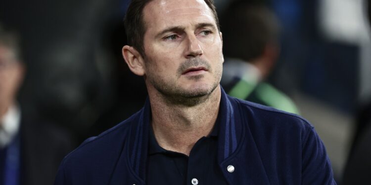 MADRID, SPAIN - APRIL 12: Frank Lampard, head coach of Chelsea FC during the UEFA Champions League quarterfinal first leg match between Real Madrid and Chelsea FC at Estadio Santiago Bernabeu on April 12, 2023 in Madrid, Spain (Photo by MB Media/Getty Images)