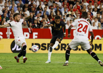 Soccer Football - LaLiga - Sevilla v Real Madrid - Ramon Sanchez Pizjuan, Seville, Spain - October 21, 2023 Real Madrid's Rodrygo in action REUTERS/Marcelo Del Pozo