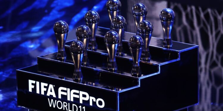 LONDON, ENGLAND - OCTOBER 23:  The Fifa FifPro World XI trophy's during The Best FIFA Football Awards Show on October 23, 2017 in London, England.  (Photo by Bryn Lennon/Getty Images)
