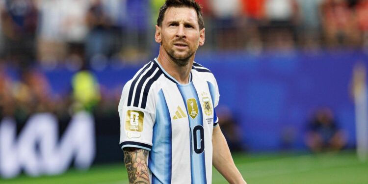 Lionel Messi seen celebrating after scoring goal during FIFA World Cup, WM, Weltmeisterschaft, Fussball 2026 game between national teams of Argentina and Austria Grzegorz Wajda/Ball Raw Images Arlington Dallas Stadium USA Copyright: xGrzegorzxWajdax grzegorzwajda_argentina_austria_2526_3-7