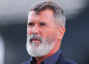 BIRMINGHAM, ENGLAND - SEPTEMBER 06: ITV Sport pundit Roy Keane during the FIFA World Cup 2026 qualifier match between England and Andorra at Villa Park on September 06, 2025 in Birmingham, England. (Photo by James Gill - Danehouse/Getty Images)