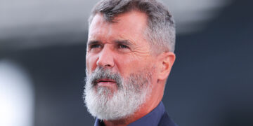 BIRMINGHAM, ENGLAND - SEPTEMBER 06: ITV Sport pundit Roy Keane during the FIFA World Cup 2026 qualifier match between England and Andorra at Villa Park on September 06, 2025 in Birmingham, England. (Photo by James Gill - Danehouse/Getty Images)