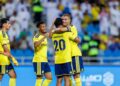 RIYADH DRY PORT, SAUDI ARABIA - AUGUST 21: Cristiano Ronaldo of team Al Nassr FC celebrates scoring their fourth goal during the Saudi Pro League game between Al Riyadh and Al Nassr at Prince Faisal bin Fahd Stadium on August 21, 2026 in Riyadh, Saudi Arabia. (Photo by Abdullah Ahmed/Getty Images)